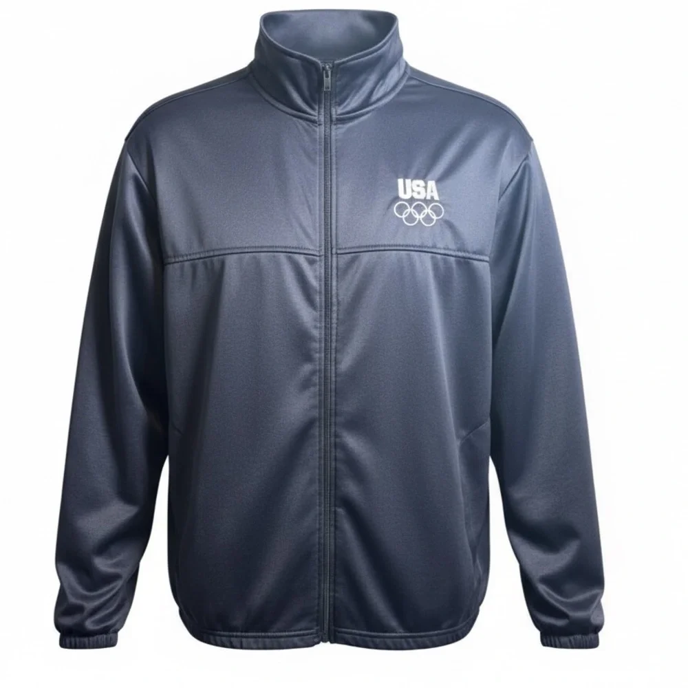 EUC Unisex Black Zip Jacket USA Olympics - Size Large